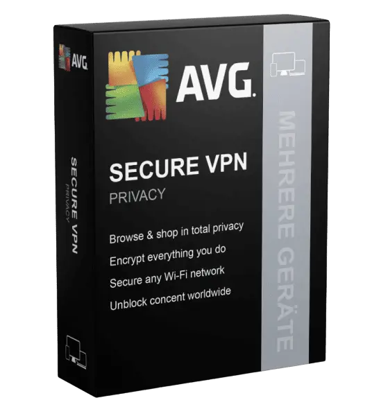 AVG Secure VPN Verpackung für sicheren Internetschutz