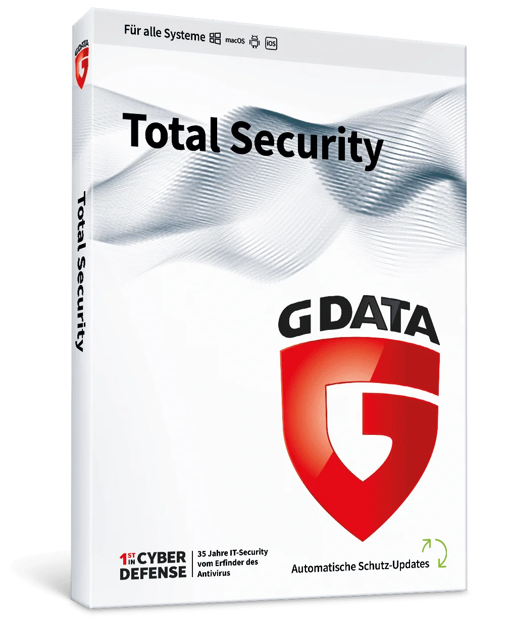 G DATA Total Security Verpackung für umfassenden IT-Schutz auf allen Systemen