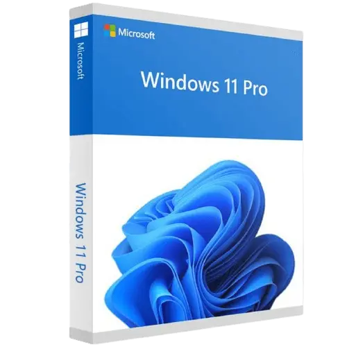 Produktverpackung von Windows 11 Pro mit Logo und Design
