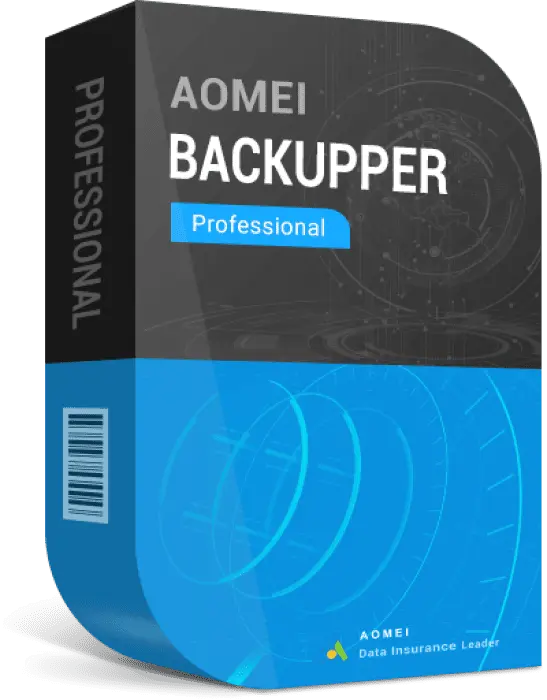 AOMEI Backupper Professional Software Box mit blauem Design