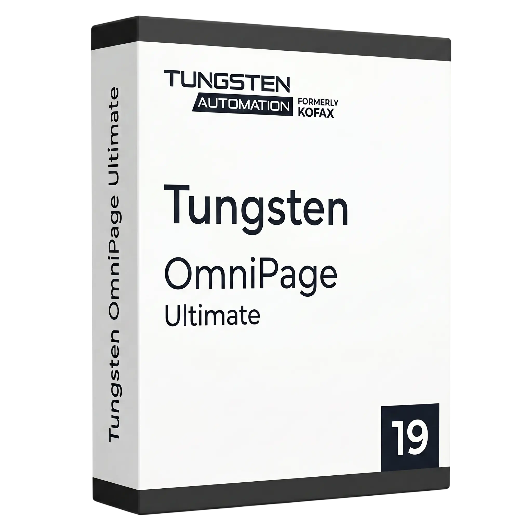 Produktabbildung der Softwarebox Tungsten OmniPage 19.2 Ultimate von Kofax, OCR-Lösung zur Umwandlung von Papierdokumenten und PDFs in bearbeitbare Dateien