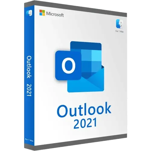 Produktverpackung von Microsoft Outlook 2021 für Mac