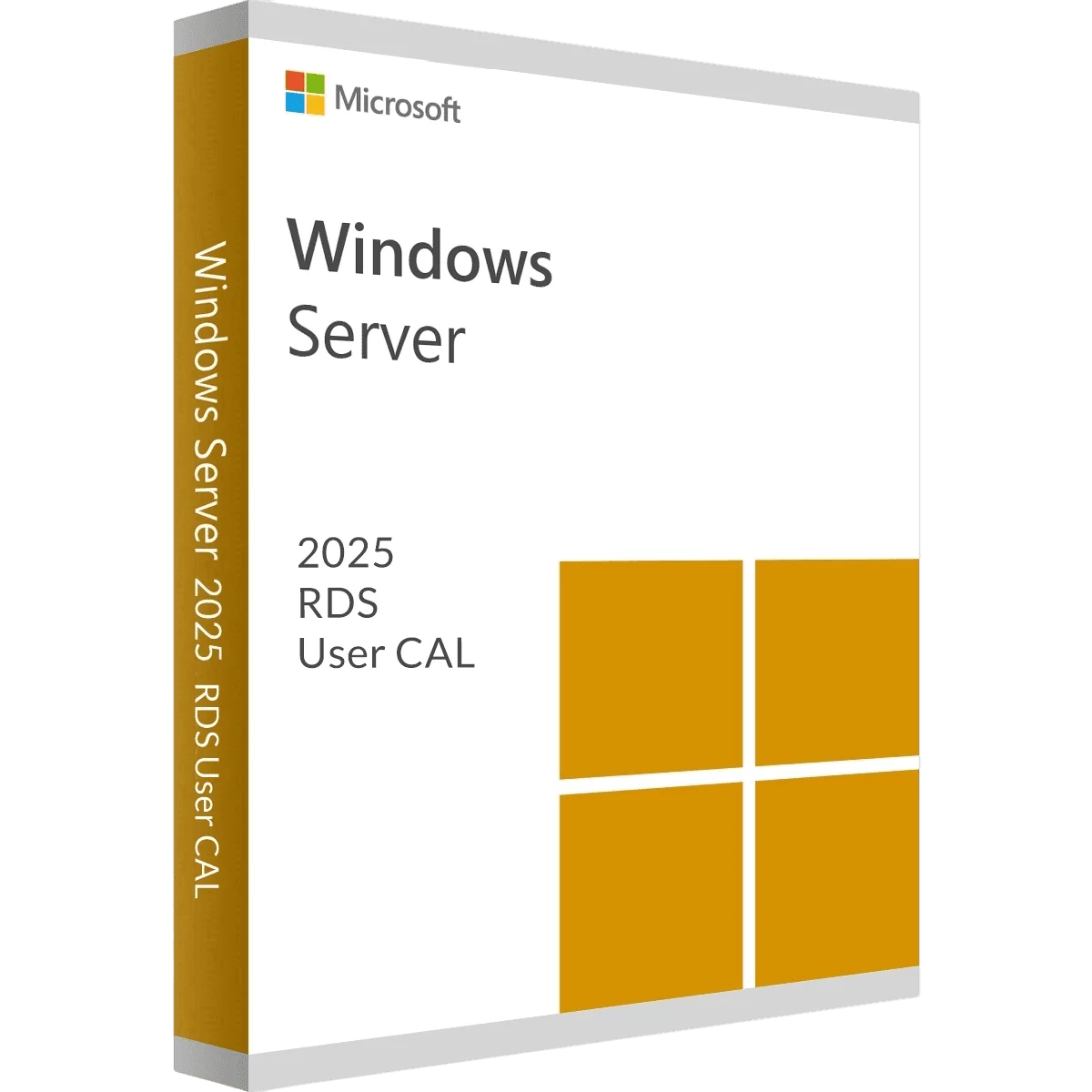 Verpackung der Microsoft Windows Server 2025 RDS User CAL mit Logo und Design