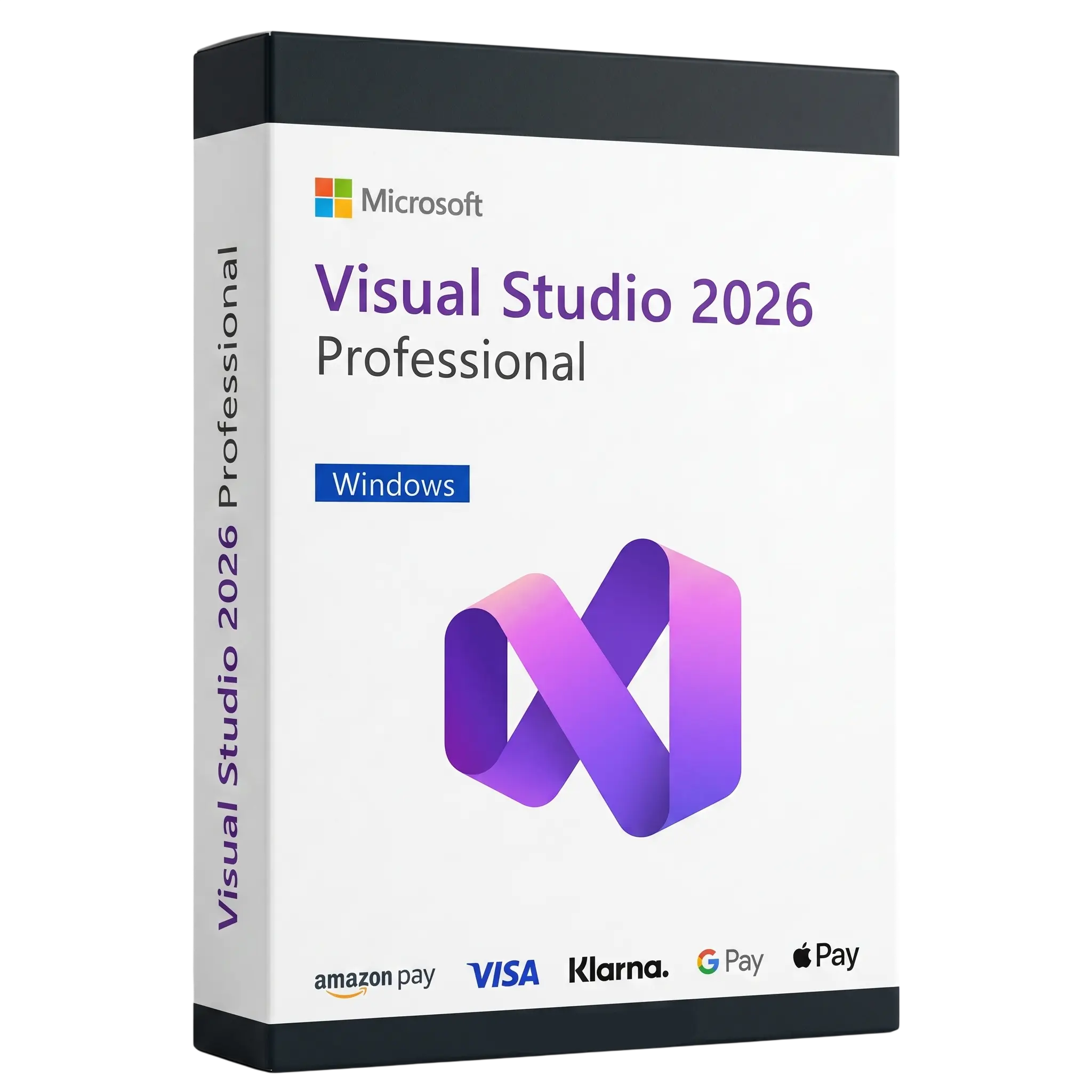 Produktbox von Microsoft Visual Studio 2026 Professional für Windows, intelligente IDE mit CodeLens und KI-Assistenz für smarte Entwickler und kleine Teams