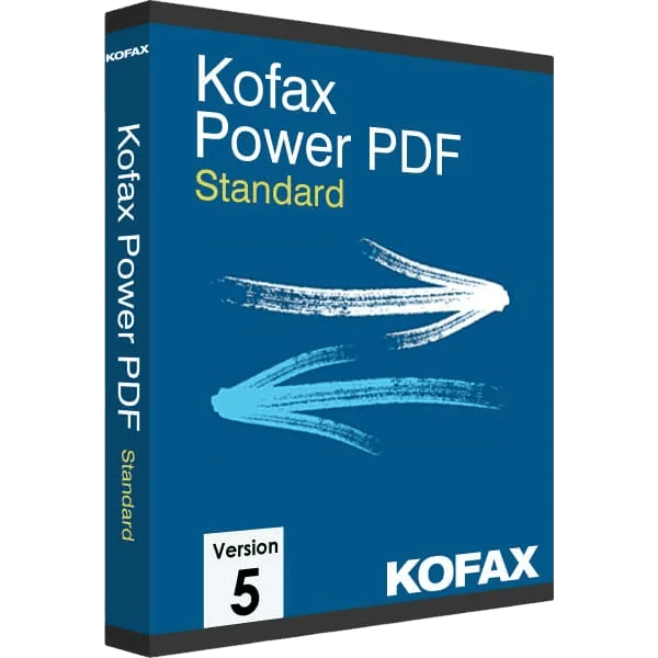Verpackung von Kofax Power PDF Standard Version 5, einer Software zur PDF-Erstellung und -Bearbeitung.