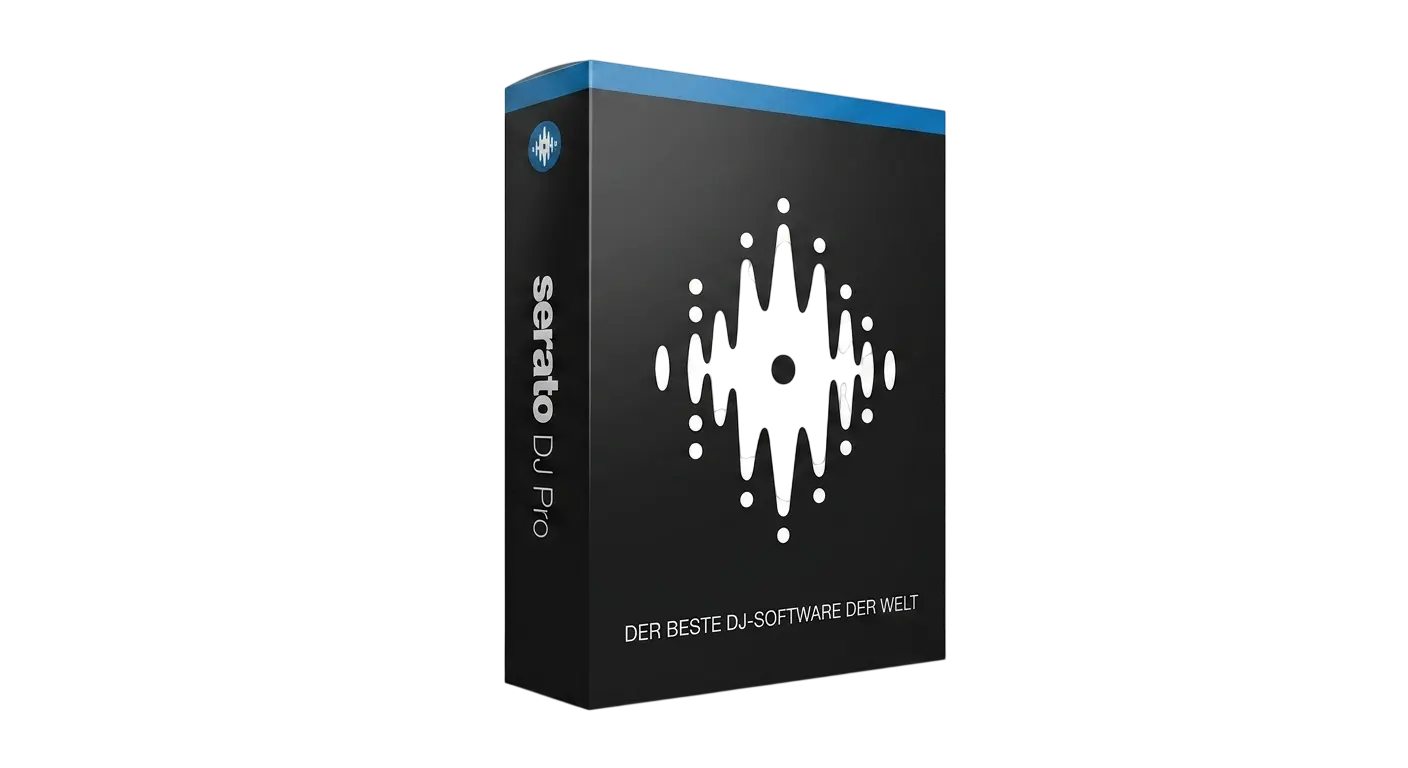 Produktbox der Serato DJ Pro Software für PC, lebenslange Lizenz für 1 Gerät, professionelle DJ-Software von Serato für Club- und Live-DJs