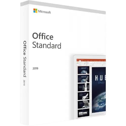 Verpackung von Microsoft Office Standard 2019 mit Produktabbildung